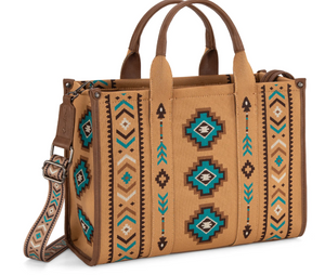 Montana West Aztec Retro Arrows Large Tote/Crossbody - Brown