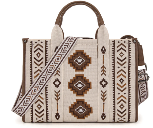 Montana West Aztec Retro Arrows Large Tote/Crossbody - Beige