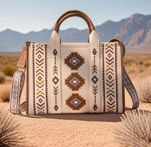 Montana West Aztec Retro Arrows Large Tote/Crossbody - Beige