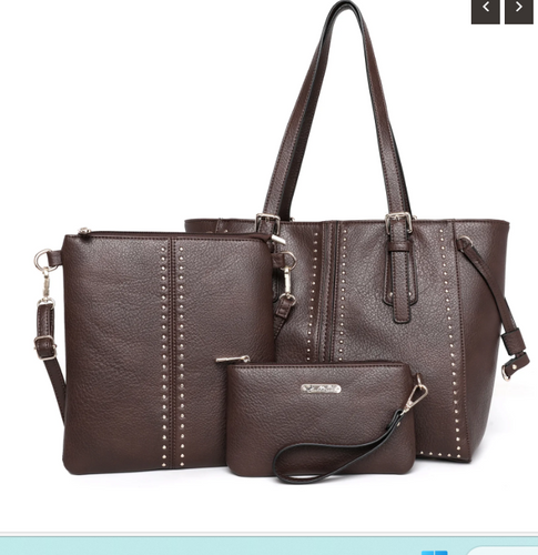 Montana West 3PCs Set Tote/Crossbody/Wallet - Coffee