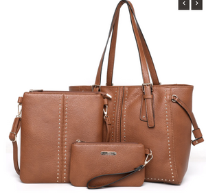 Montana West 3PCs Set Tote/Crossbody/Wallet - Brown