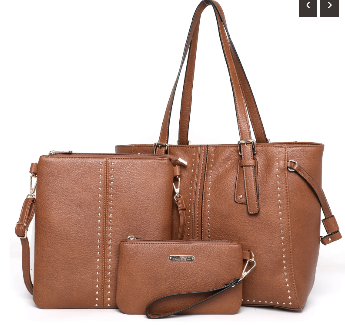 Montana West 3PCs Set Tote/Crossbody/Wallet - Brown