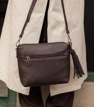 Kasey Crossbody Bag - Stripe Strap - Chocolate