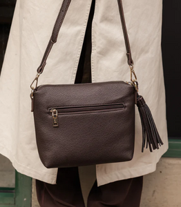 Kasey Crossbody Bag - Stripe Strap - Chocolate