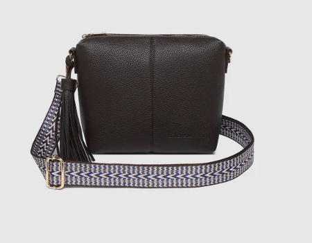 Kasey Crossbody Bag - Stripe Strap - Chocolate