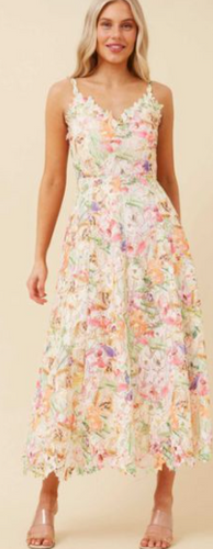 Florence Floral Lace Midi Dress