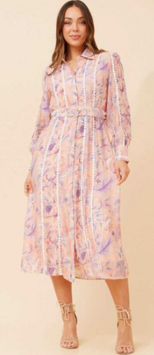 Margo Floral Midi Dress - Multi Pink