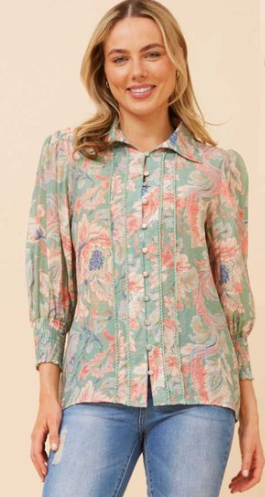 Jonty Floral Blouse - Pale Green