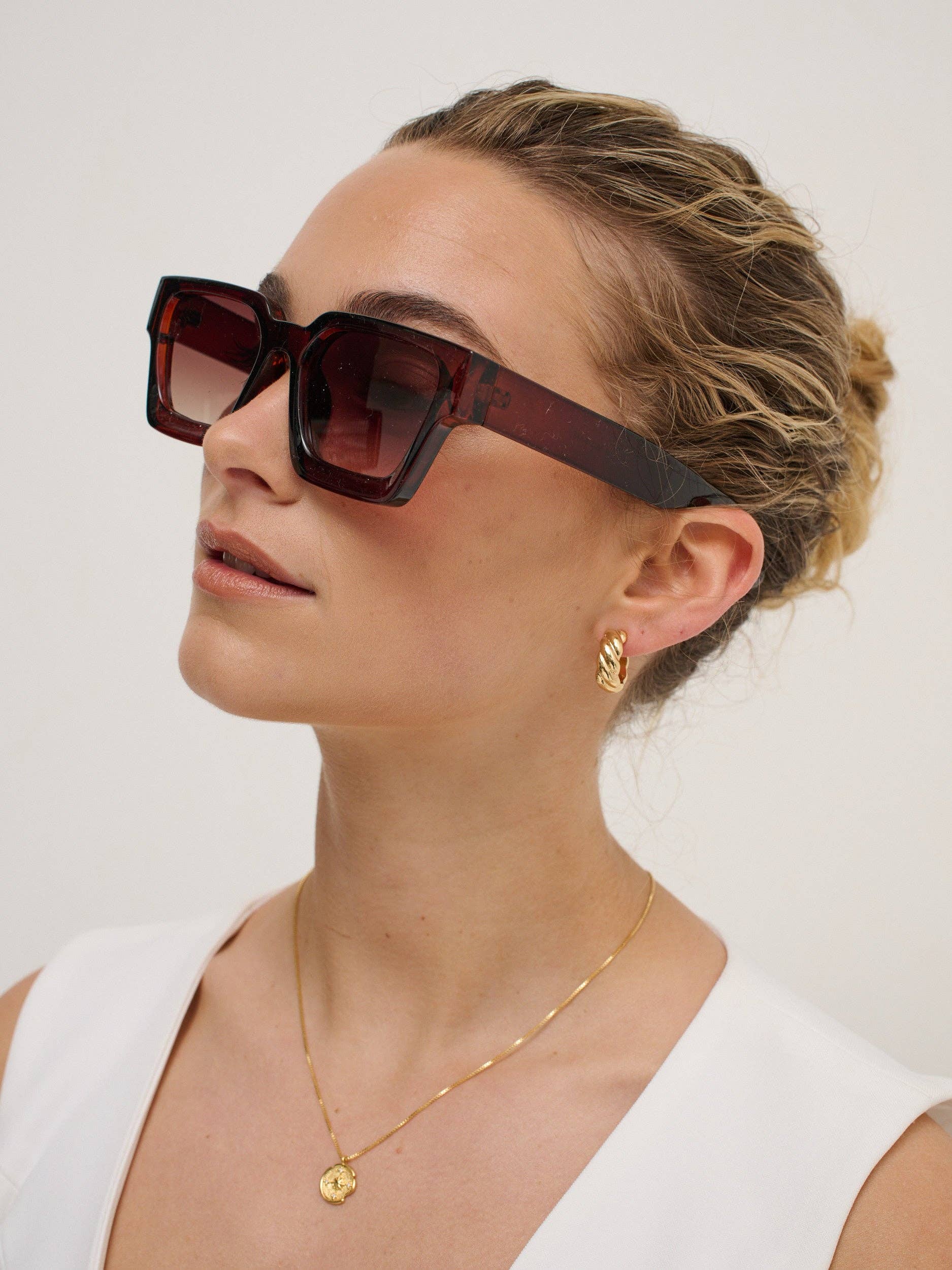 L&amp;S Jury Rectangular Sunglasses in Brown