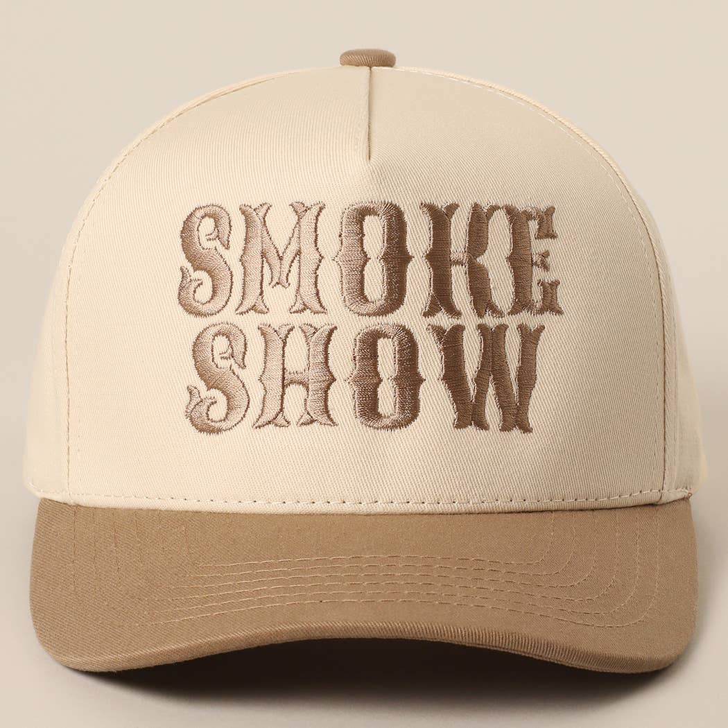 SMOKE SHOW Typographic Embroidery Baseball Cap: HOT PINK / One Size