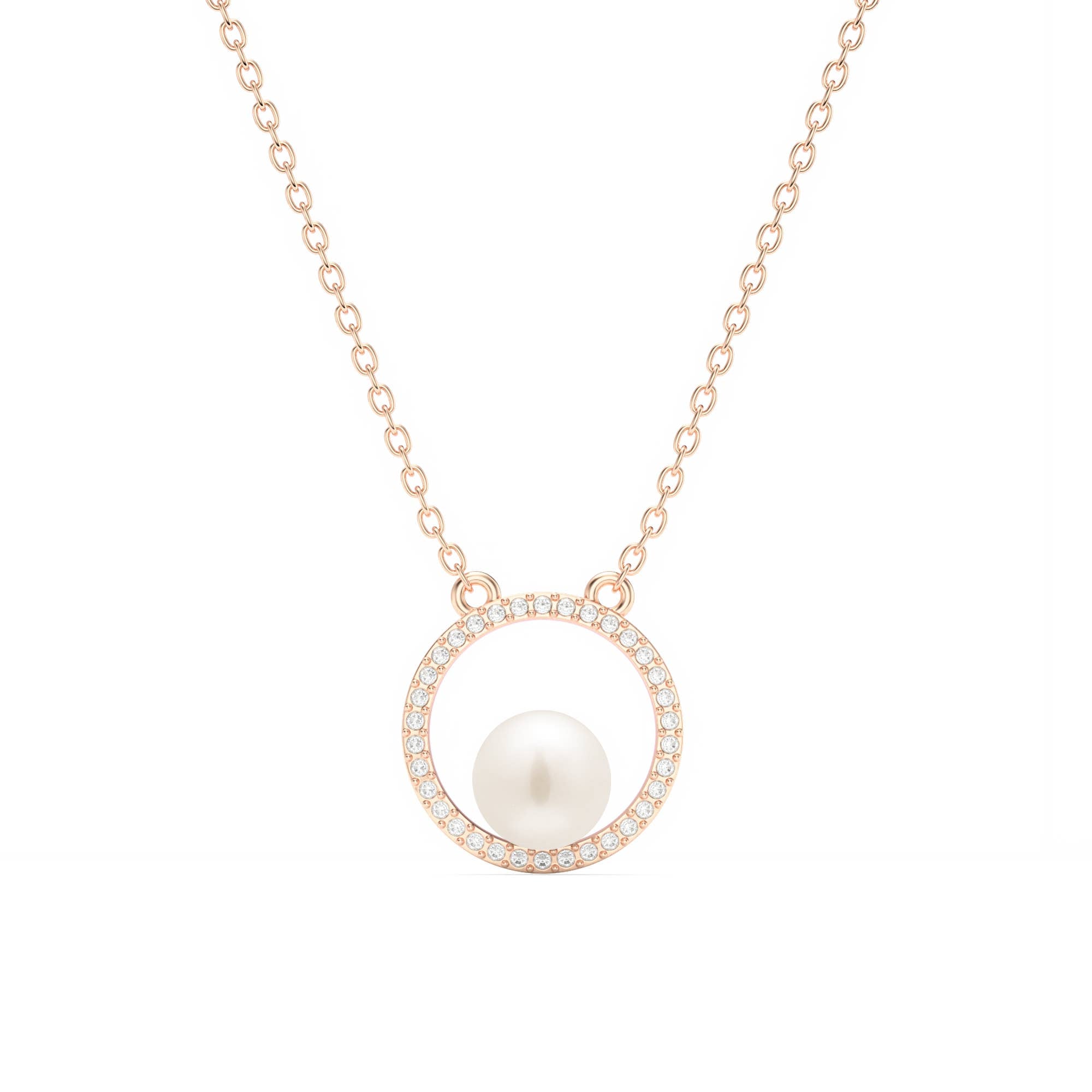 Halo Freshwater Pearl Necklace Freshwater Pearl Rose Gold Pl