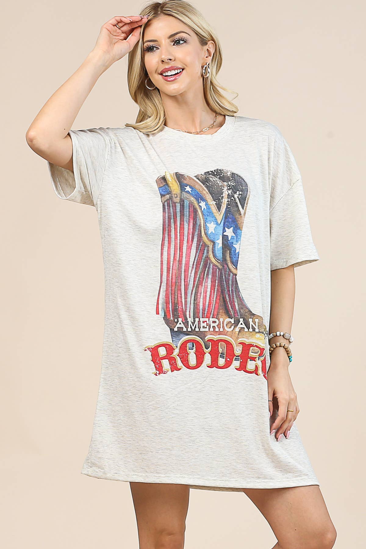 AV1202-GINA AMERICAN RODEO GRAPHIC T-SHIRT DRESS