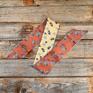 Wild Rag - Western Brown and Tan Floral Twilly Scarf / Neckerchief