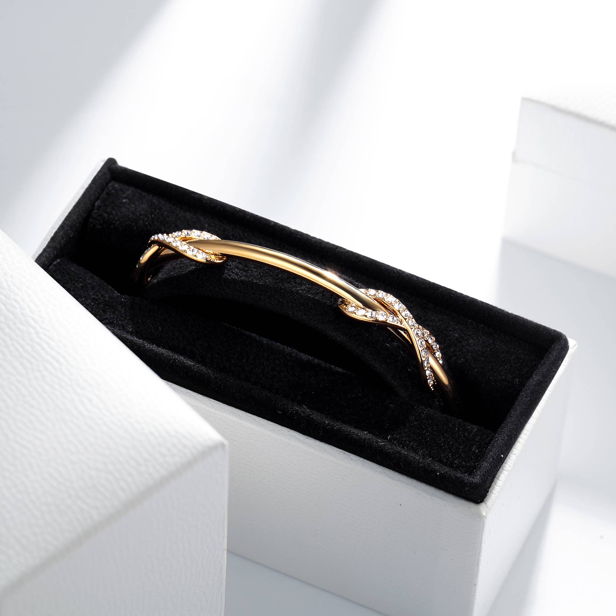 Double Infinity Cuff Bangle with Swarovski Crystal MYJS 16k