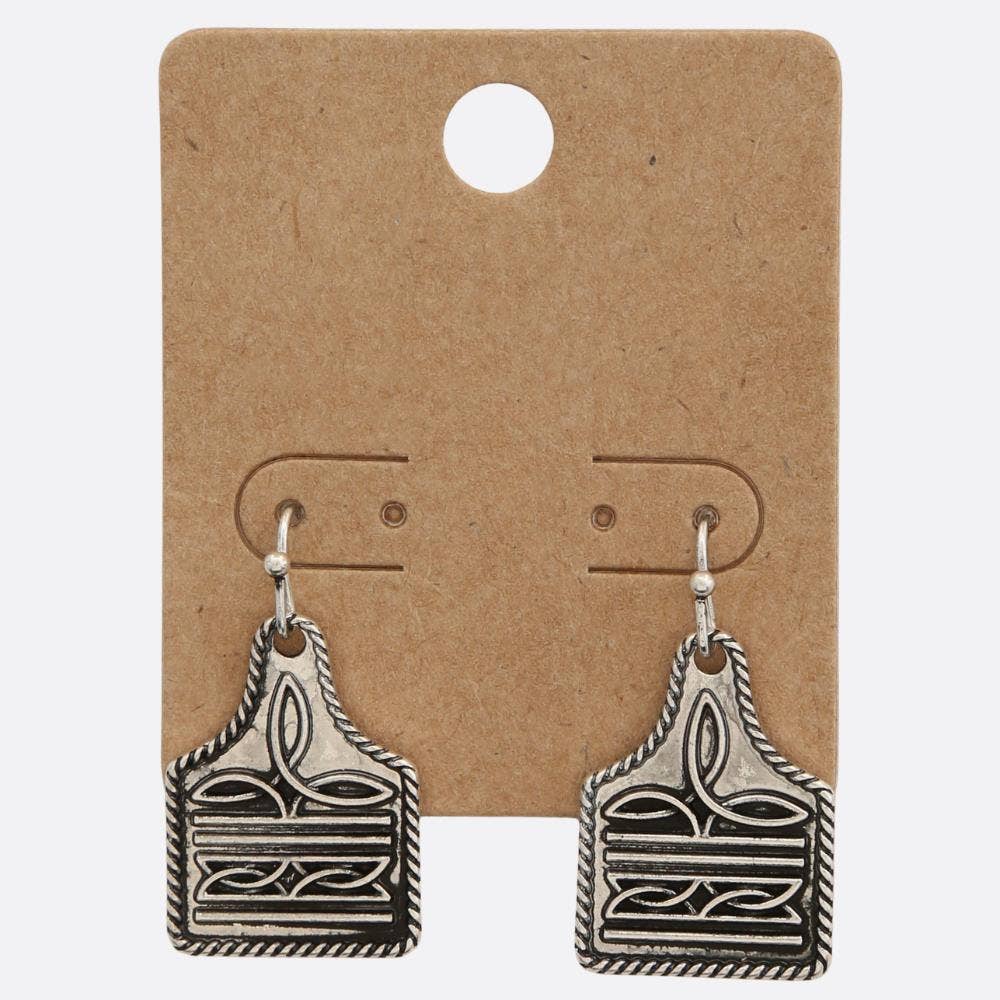 WESTERN STYLE CATTLE TAG METAL EARRING SE-2627