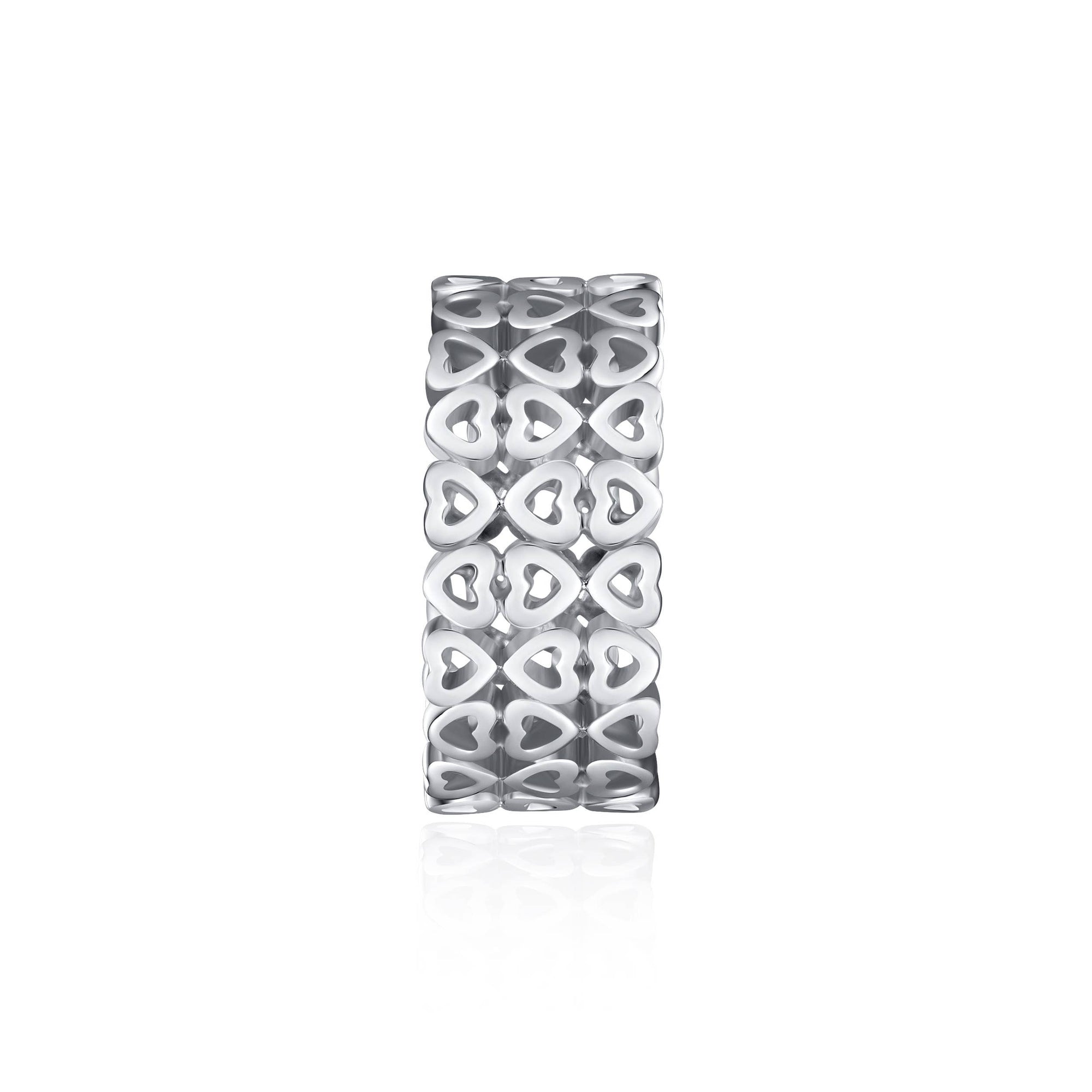 Triple Stack Heart Ring in Sterling Silver with Cubi|1-9011R