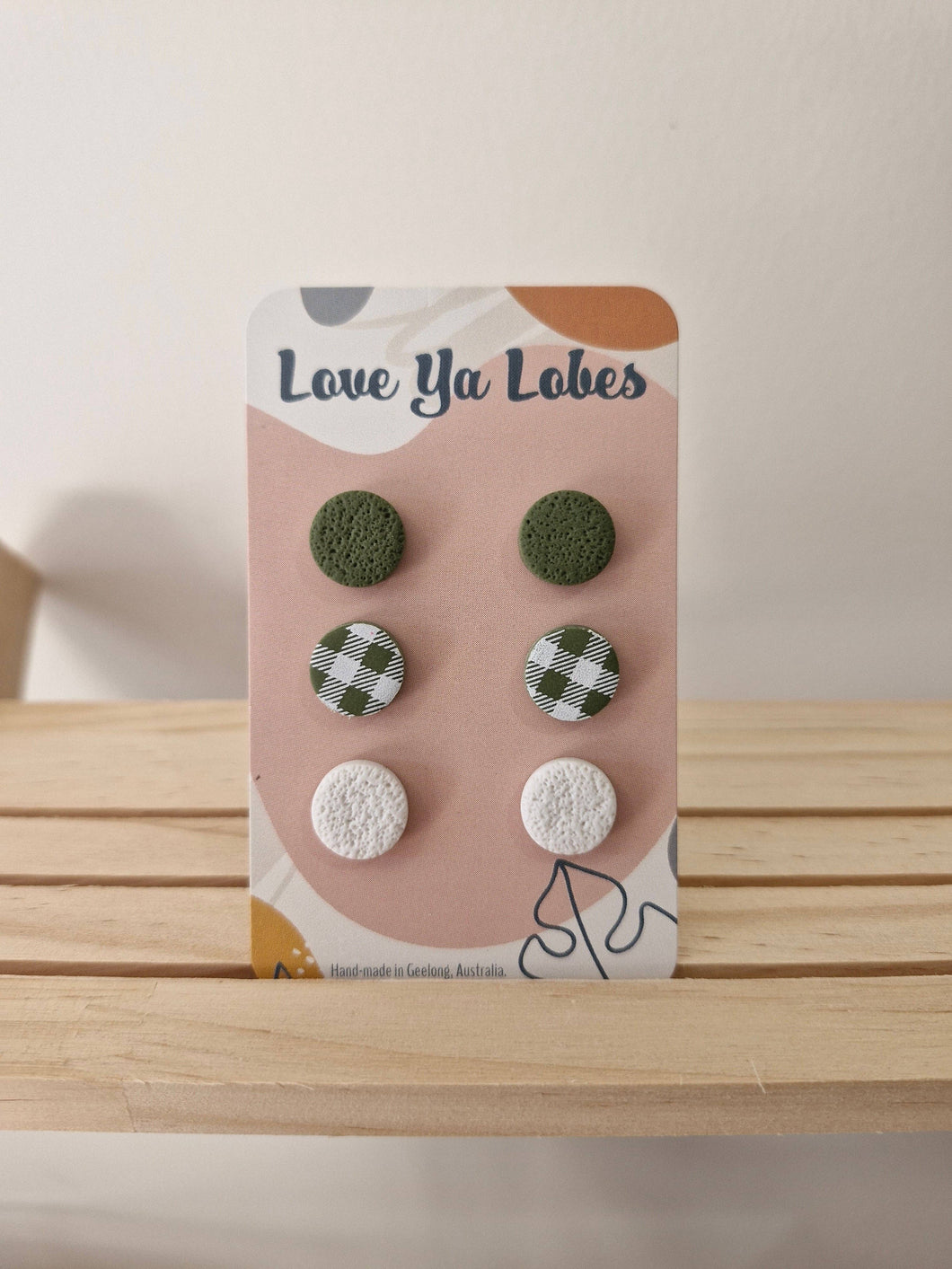 Olivia Triple Stud Packs: Khaki Mix / Gingham