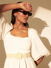 Camine Circle Buckle Straw Belt (2 cols)