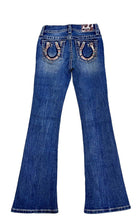 Horse Shoe w/Cowhide Trim Girl Boot Cut | GB61836ND