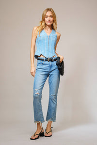 23433T - Corset Fitted Denim Vest
