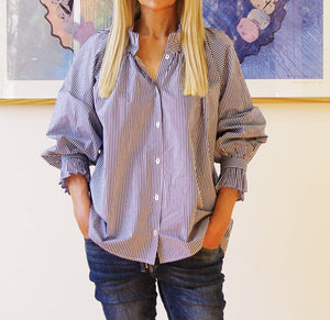 Olive print stripe cotton shirt pink
