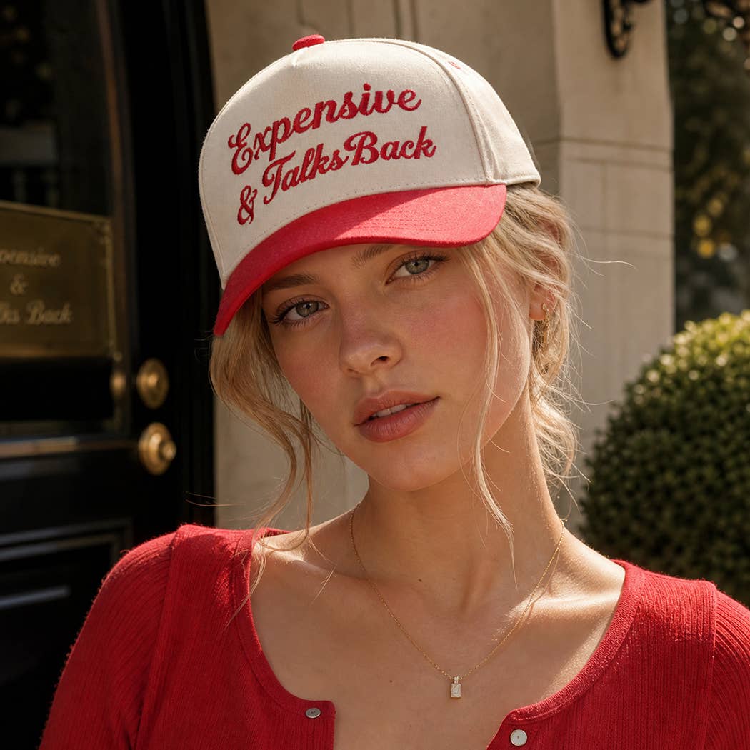 Expensive &amp; Talks Back Embroidered Two Tone Trucker Hat