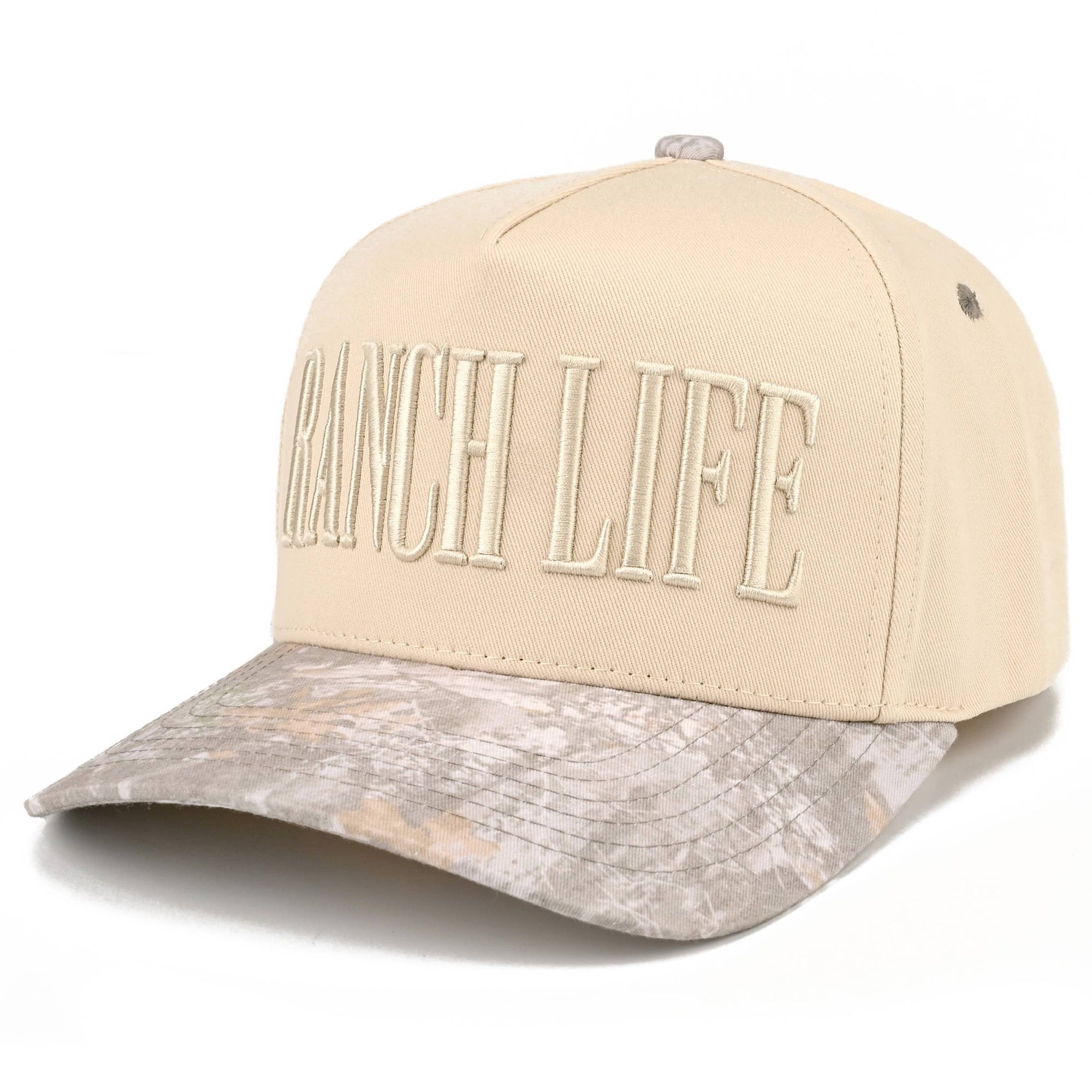 RANCH LIFE Letter Embroidered Two Tone Trucker Hat: Burnt Orange