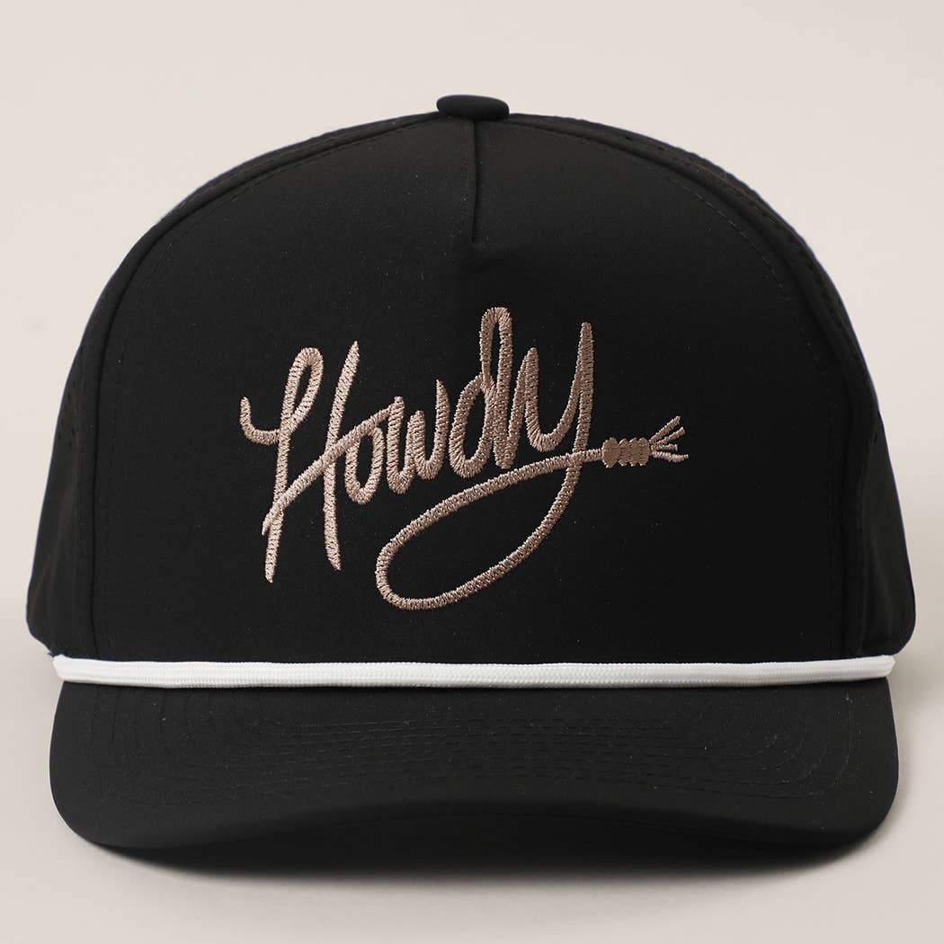 Howdy Embroidered Premium Materials Rope Strap Trucker Hat: NAVY/WHITE