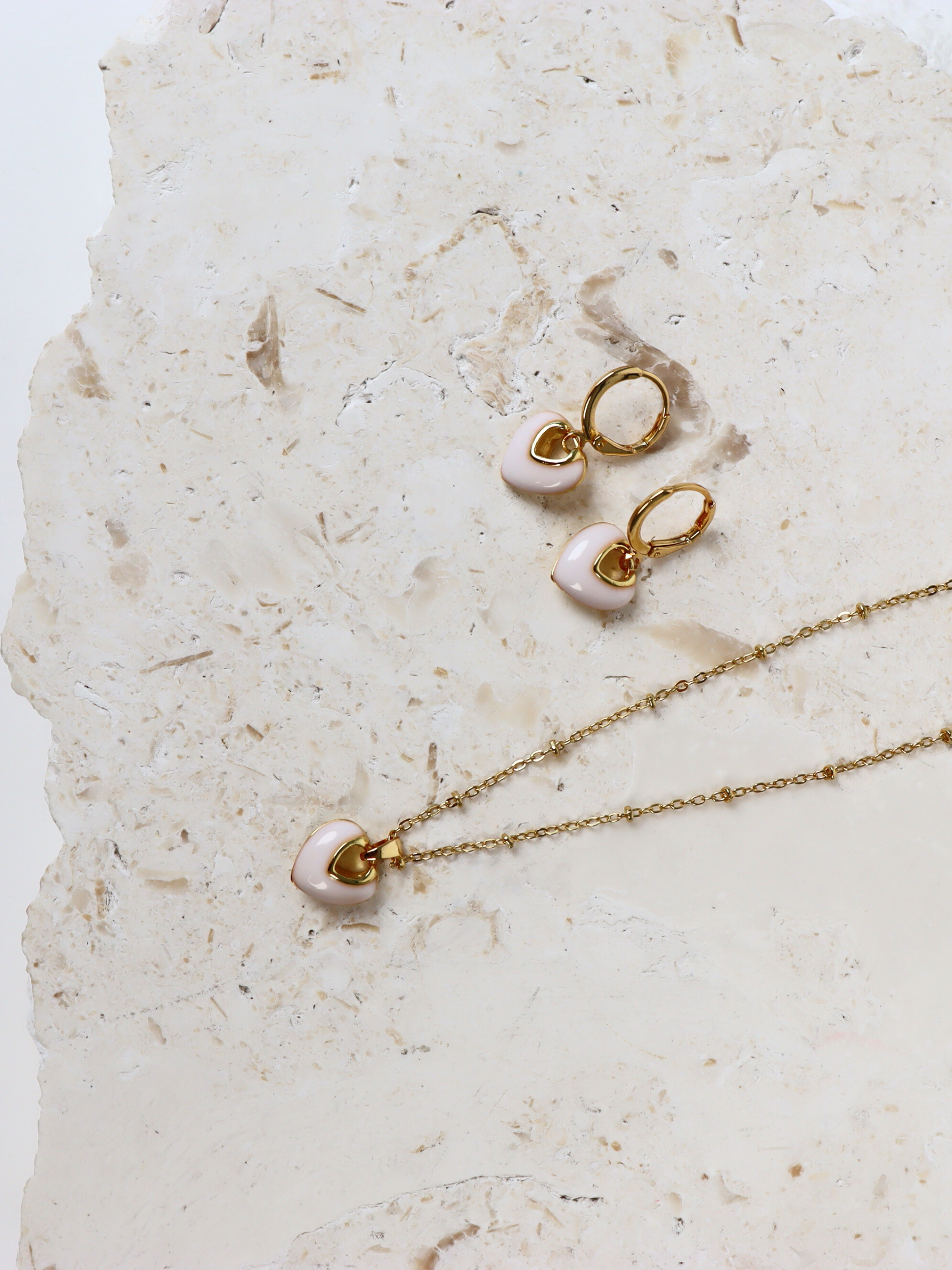 Jules Heart White 18K Gold Plated Earrings