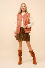 36164J - Faux Leather Western Embroidered Bomber Jacket
