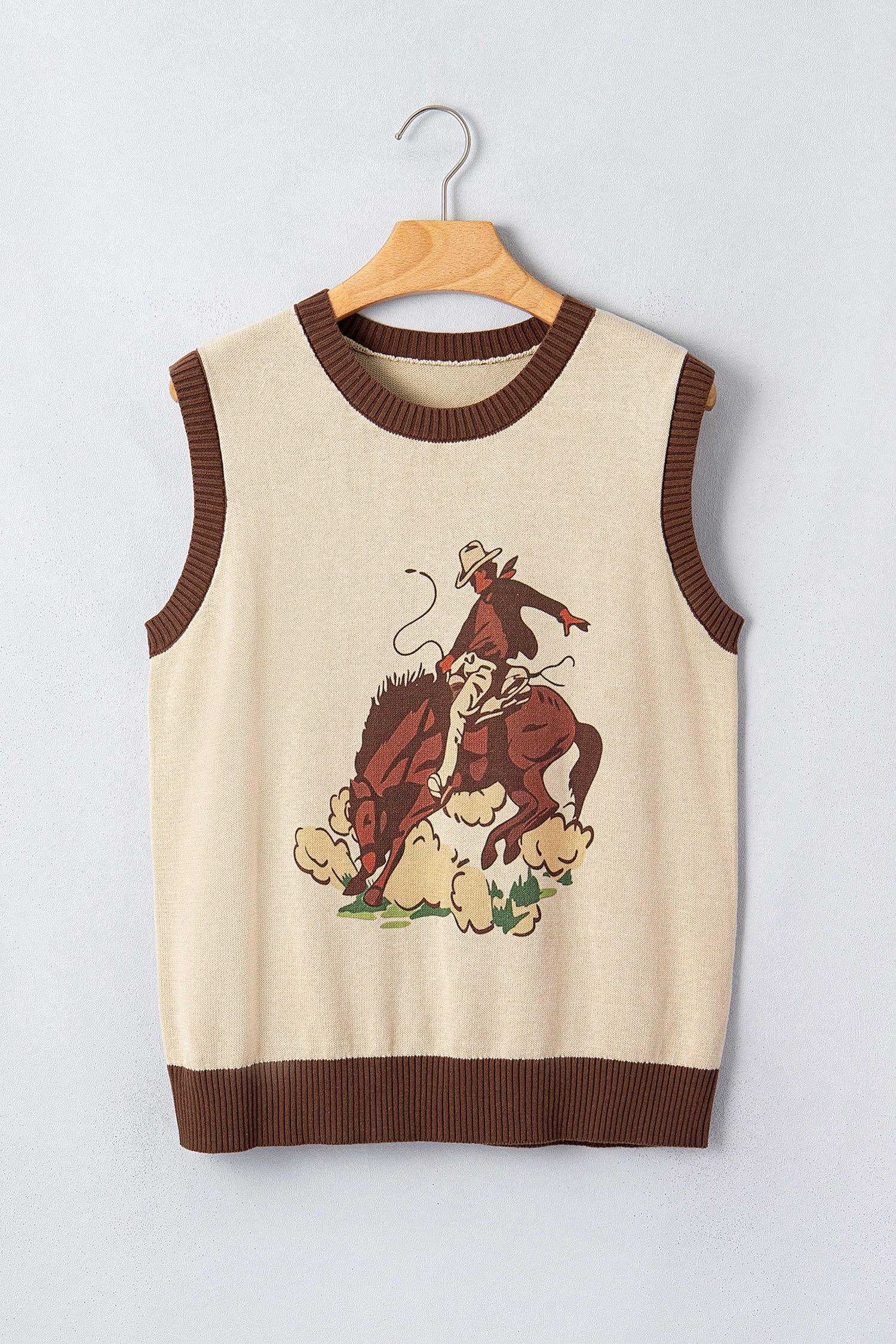 Western Colorblock Sleeveless Knit Top
