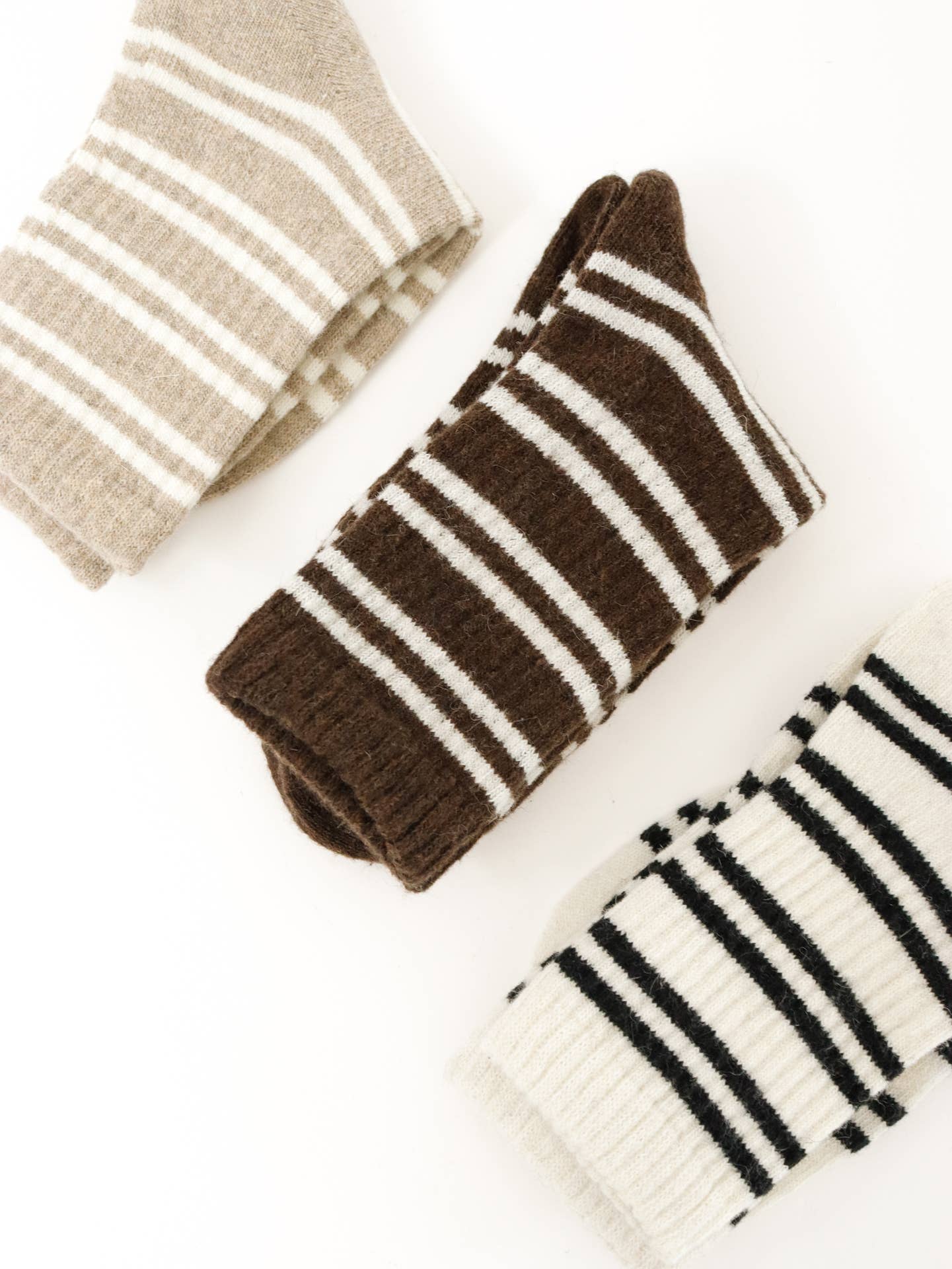 Latte Striped Ribbed Socks