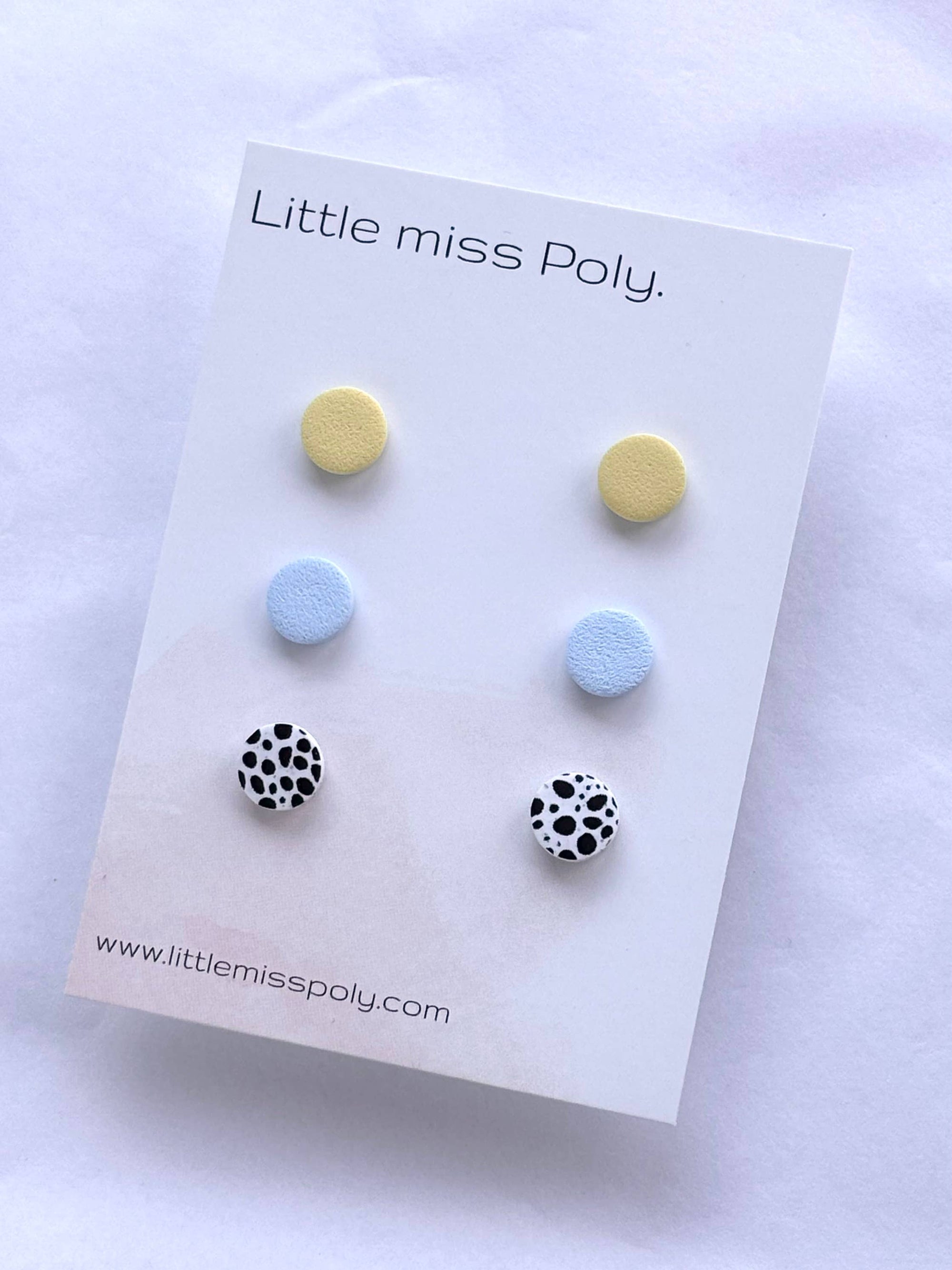 Cleo Triple Mini Stud Pack - Butter Yellow &amp; Soft Blue