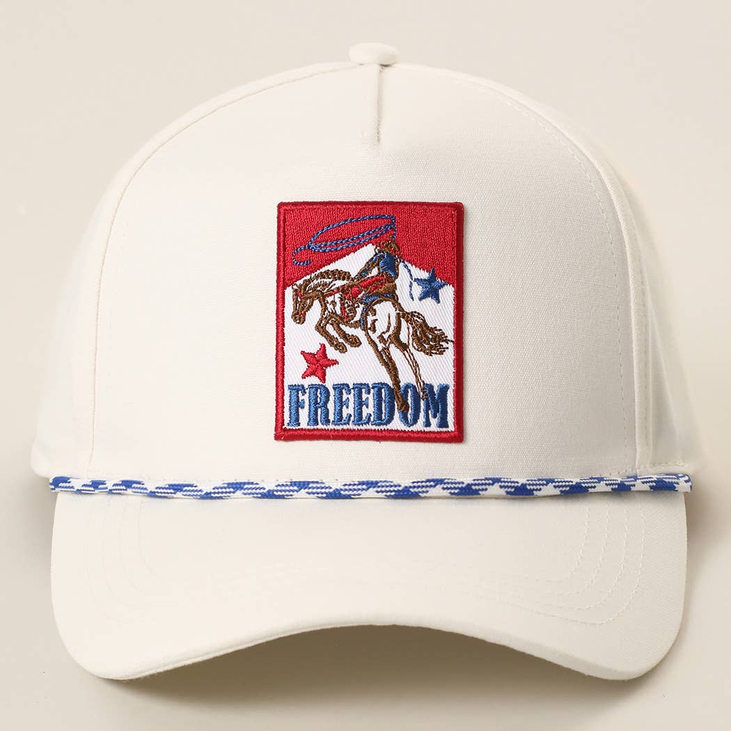 Cowboy Freedom Embroidered Patch Rope Trucker Hat