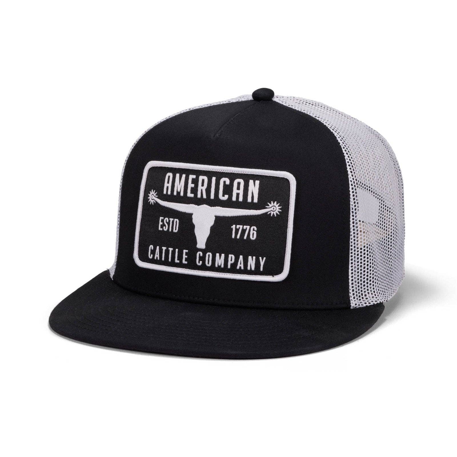 Bull Spurs Hat-Flat: White