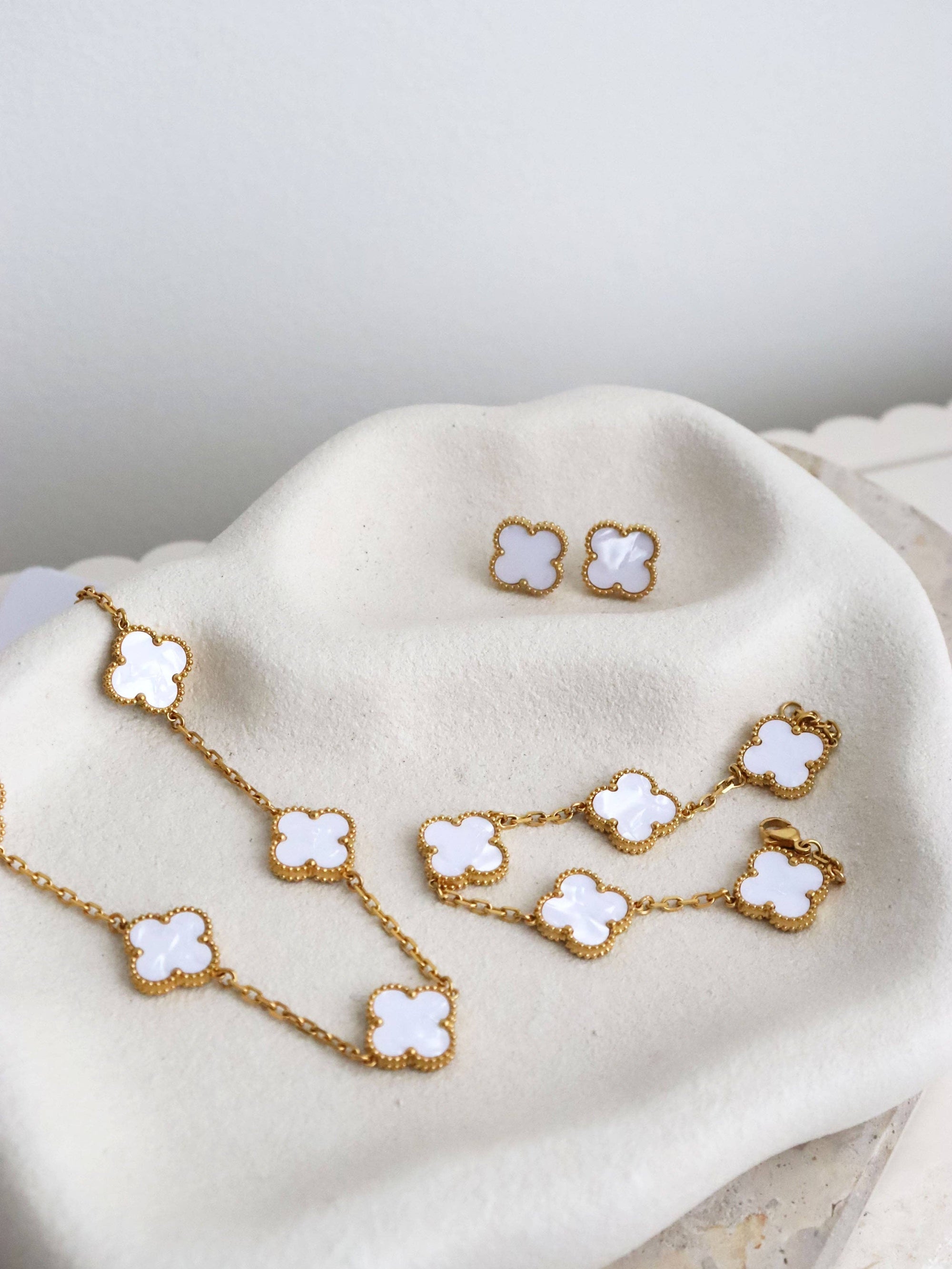 Charlotte Earrings in 18K Gold Plated in White