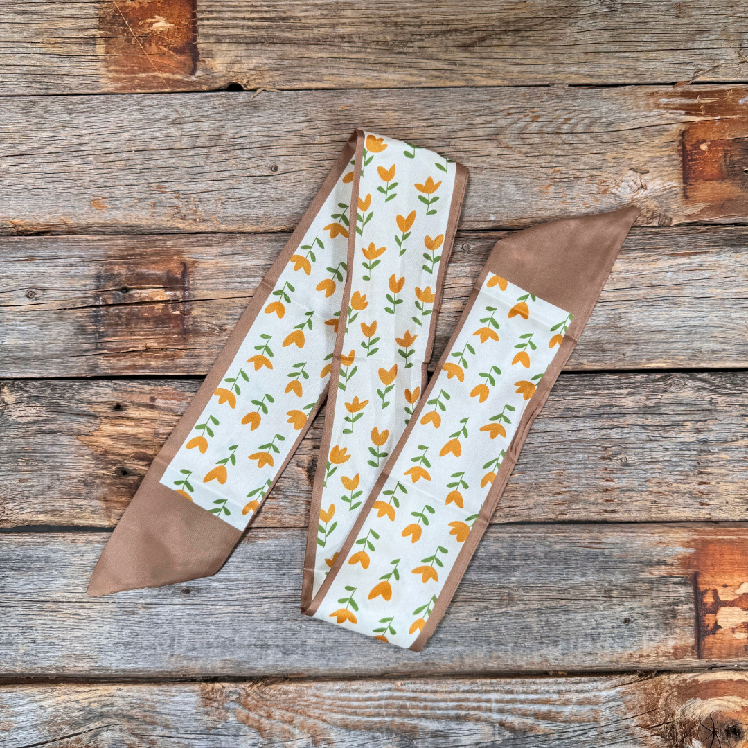 Tan and Cream Western Skinny Mini Wild Rag Scarf / Cowgirl Necktie 