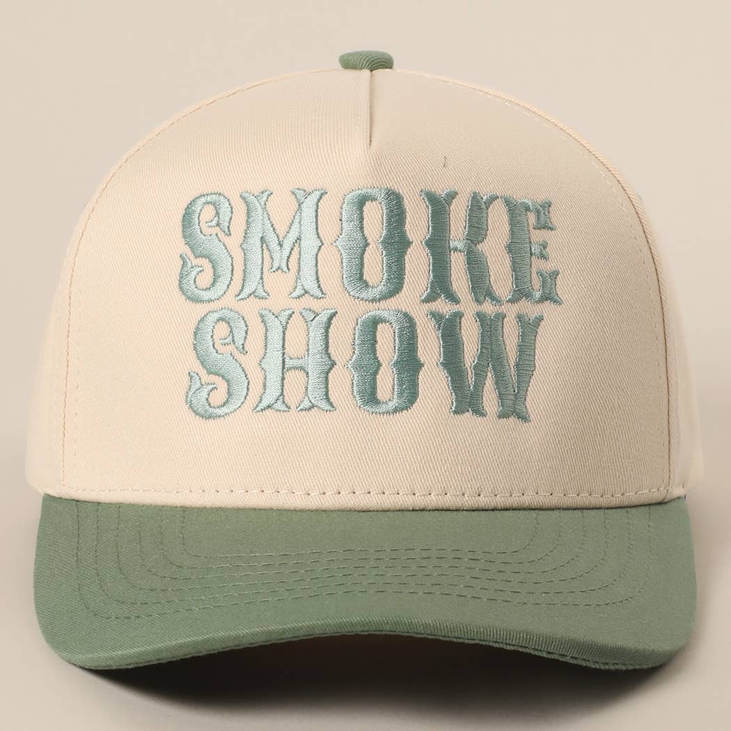 SMOKE SHOW Typographic Embroidery Baseball Cap: HOT PINK / One Size