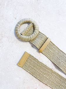 Camine Circle Buckle Straw Belt (2 cols)