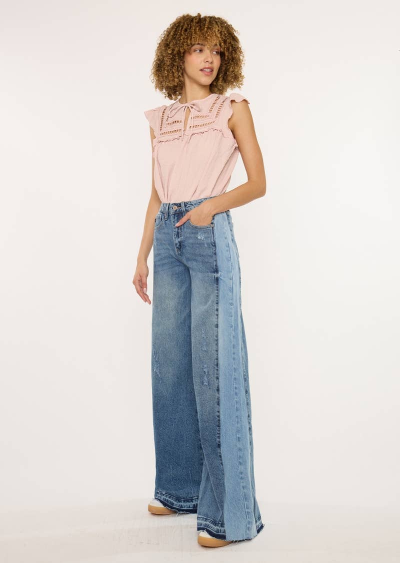 Kan can HIGH RISE WIDE LEG JEANS-KC5521M