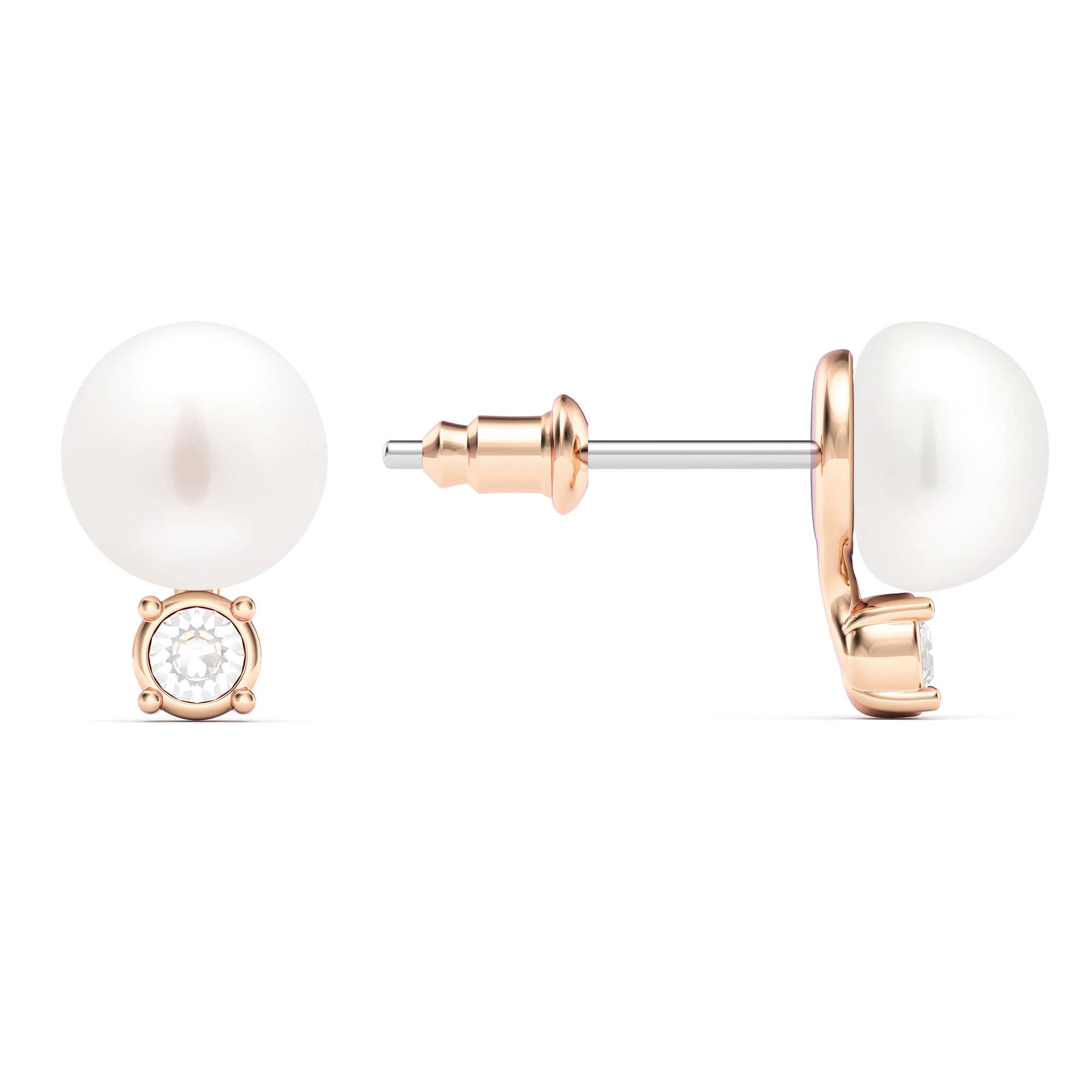Dewdrop Freshwater Pearl Crystals Stud Earrings |2-1443-AWHI