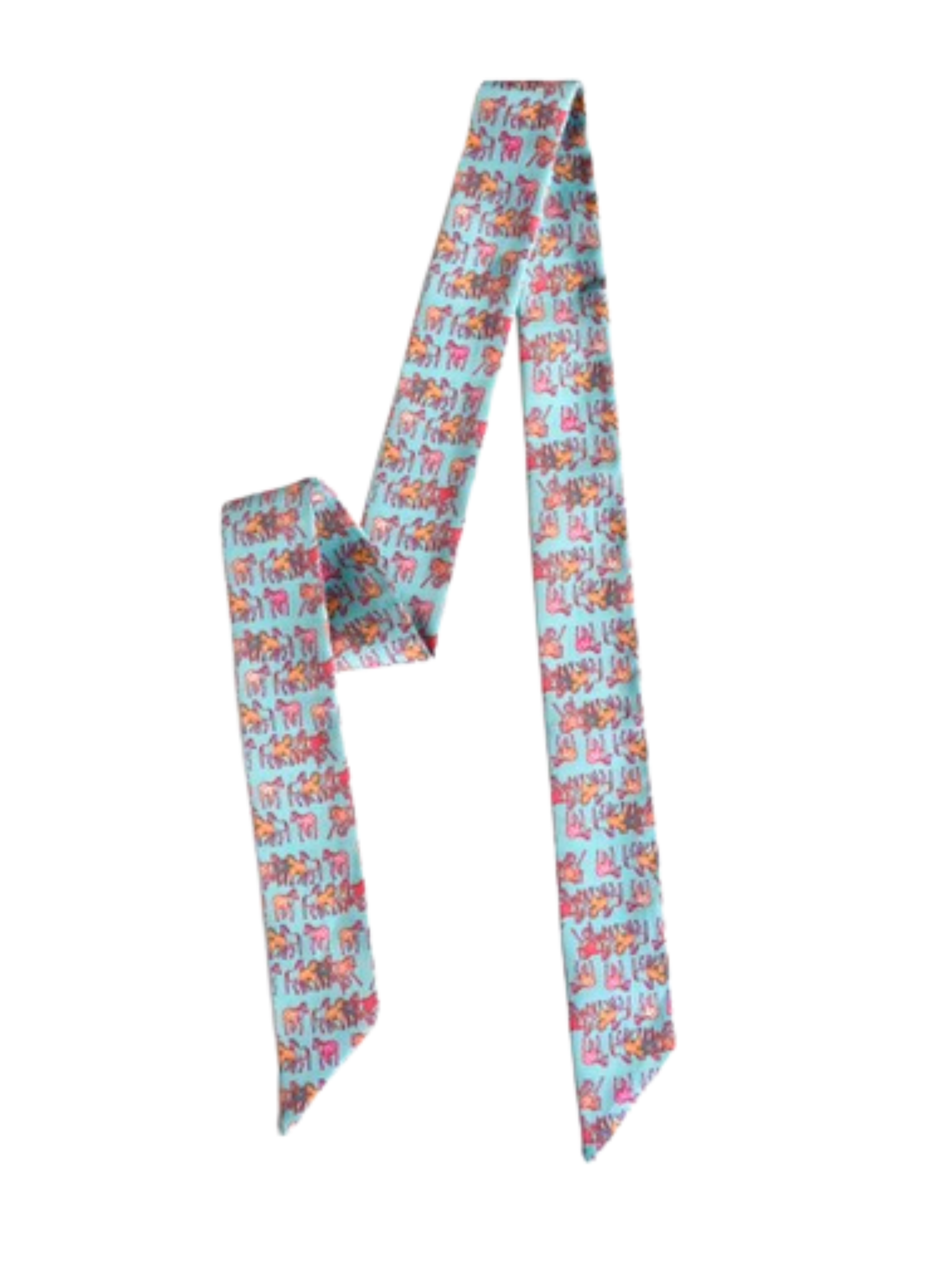 Mustangs Meadows Twilly Scarf in Turquoise: Western Horse Cowgirl Silky Scarf