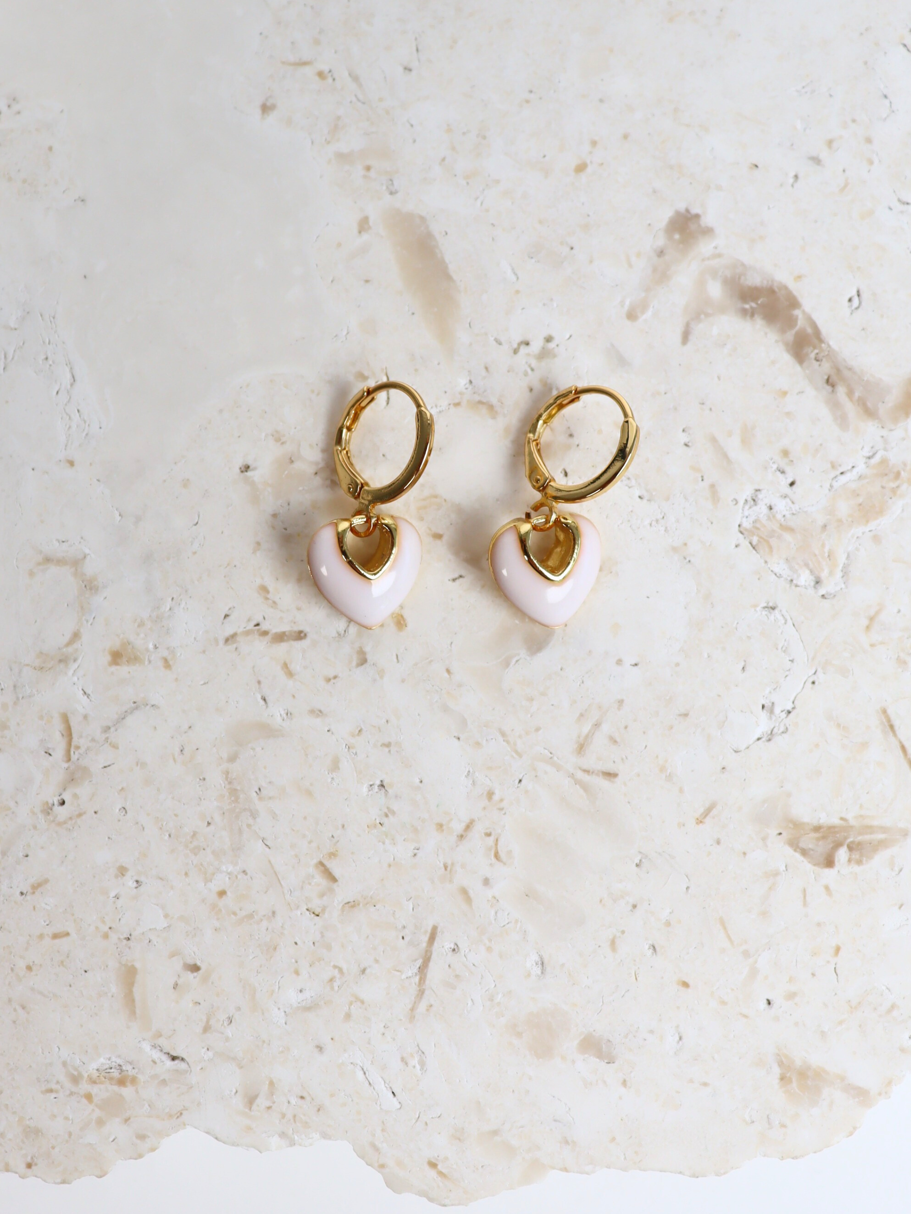 Jules Heart White 18K Gold Plated Earrings
