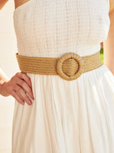 Camine Circle Buckle Straw Belt (2 cols)