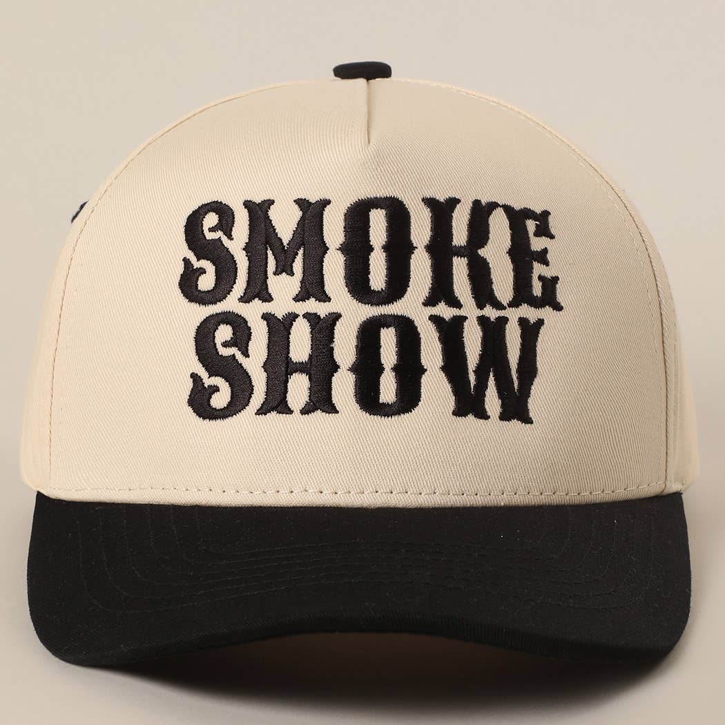 SMOKE SHOW Typographic Embroidery Baseball Cap: HOT PINK / One Size