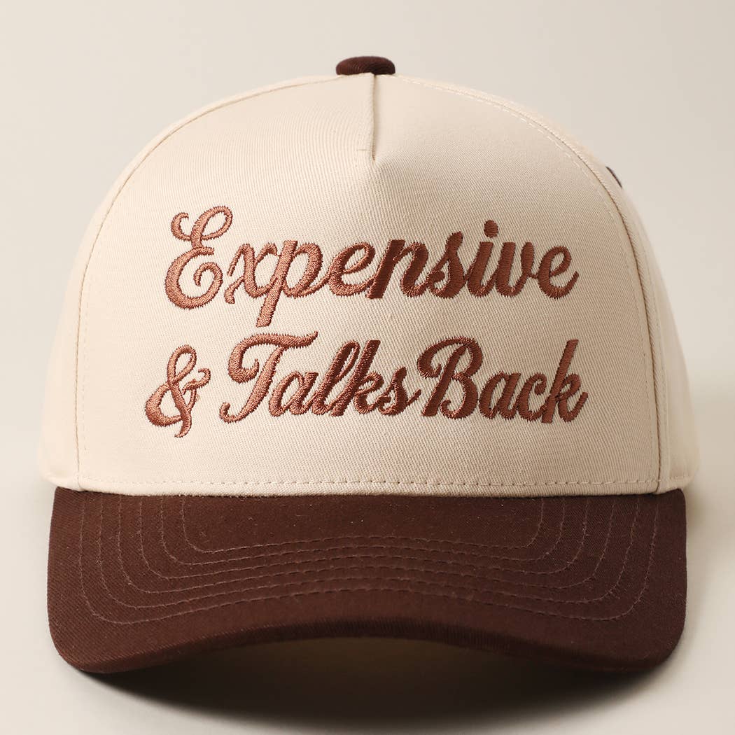 Expensive &amp; Talks Back Embroidered Two Tone Trucker Hat