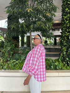 Checked Top - 893 -  Pink & White