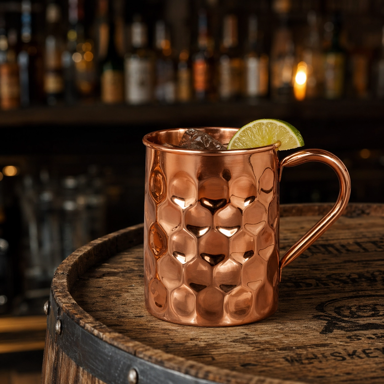 Pure Copper Embossed Mule Mug with Handle 475ml