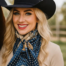 35X35" Tan and Blue Floral Wild Rag / Scarf WR3302