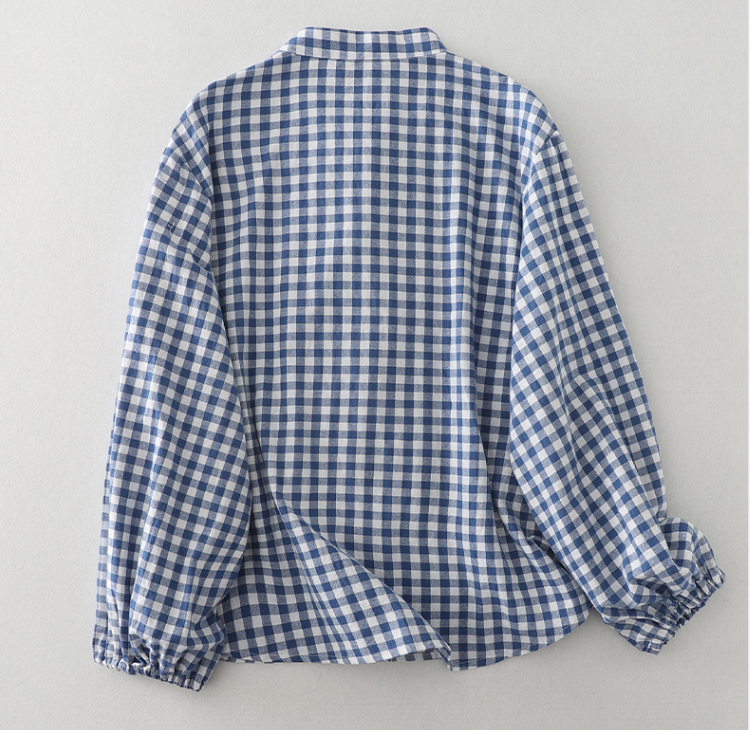 Women's Autumn Vintage Sweet Plaid Shirt Blouse